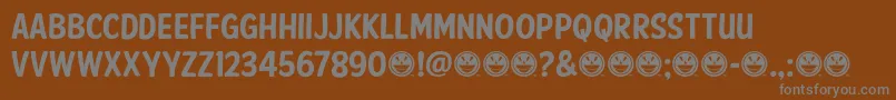 Weitere Informationen zur AmericanPurposeCasual01-Schriftart AmericanPurposeCasual01-Schriftart – Graue Schriften auf braunem Hintergrund