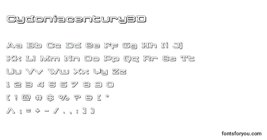 Schriftart Cydoniacentury3D – Alphabet, Zahlen, spezielle Symbole