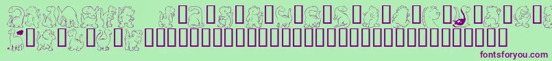 Kr Nickys Dinos-Schriftart – Violette Schriften auf grünem Hintergrund