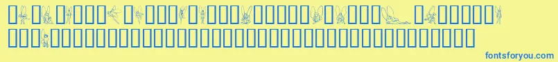 SlWoodcutFaeries-fontti – siniset fontit keltaisella taustalla