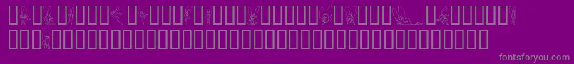 SlWoodcutFaeries-fontti – harmaat kirjasimet violetilla taustalla