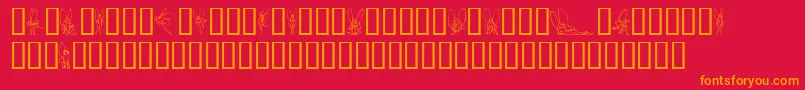 SlWoodcutFaeries Font – Orange Fonts on Red Background