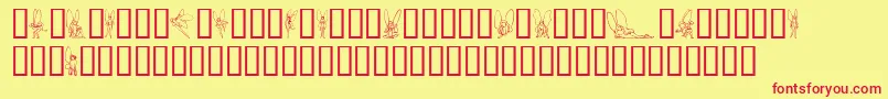 Czcionka SlWoodcutFaeries – czerwone czcionki na żółtym tle
