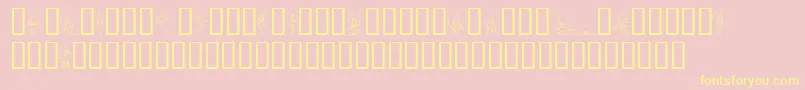 フォントSlWoodcutFaeries – 黄色のフォント、ピンクの背景