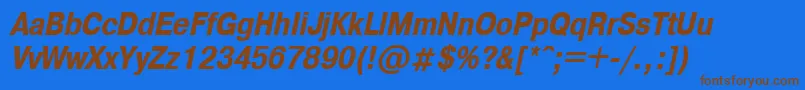 A1011helvetikaCondboldItalic Font – Brown Fonts on Blue Background