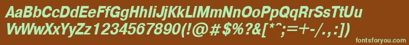 A1011helvetikaCondboldItalic-fontti – vihreät fontit ruskealla taustalla