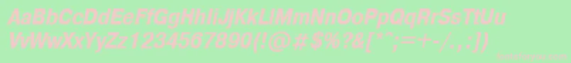 A1011helvetikaCondboldItalic Font – Pink Fonts on Green Background