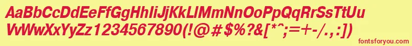 A1011helvetikaCondboldItalic Font – Red Fonts on Yellow Background