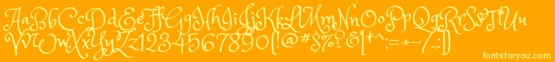 PrincesssofiaRegular-Schriftart – Gelbe Schriften auf orangefarbenem Hintergrund