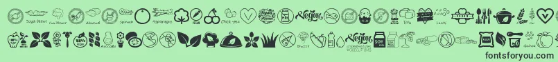 VeganIcons-Schriftart – Schwarze Schriften auf grünem Hintergrund