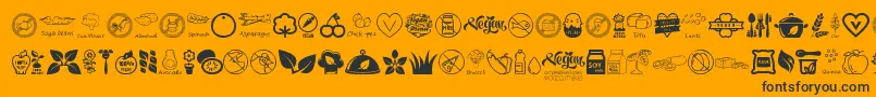 VeganIcons-Schriftart – Schwarze Schriften auf orangefarbenem Hintergrund