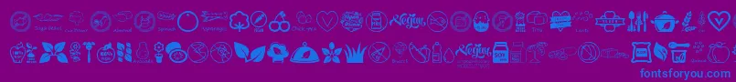 VeganIcons-Schriftart – Blaue Schriften auf violettem Hintergrund