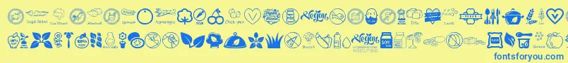 VeganIcons Font – Blue Fonts on Yellow Background