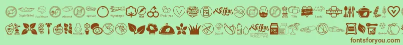 フォントVeganIcons – 緑の背景に茶色のフォント