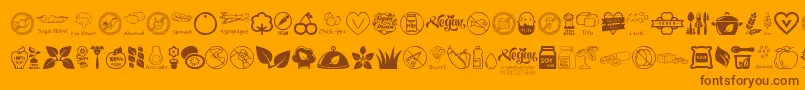 フォントVeganIcons – オレンジの背景に茶色のフォント