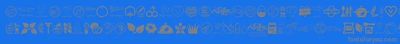 VeganIcons-Schriftart – Graue Schriften auf blauem Hintergrund