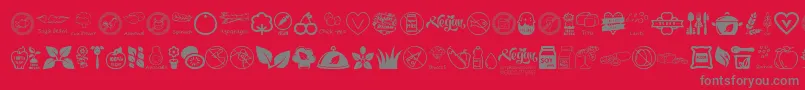 フォントVeganIcons – 赤い背景に灰色の文字