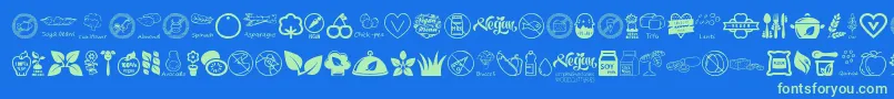 Fonte VeganIcons – fontes verdes em um fundo azul