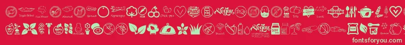 fuente VeganIcons – Fuentes Verdes Sobre Fondo Rojo