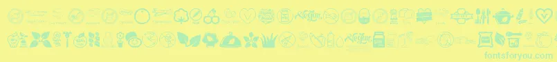 VeganIcons Font – Green Fonts on Yellow Background