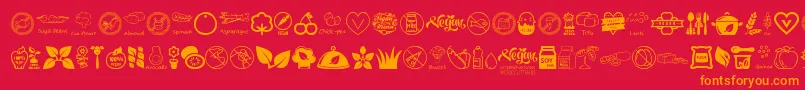 Fonte VeganIcons – fontes laranjas em um fundo vermelho