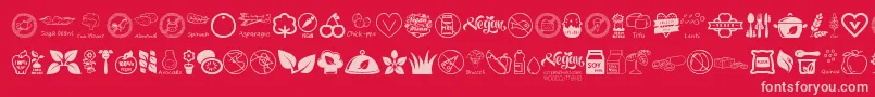 VeganIcons-Schriftart – Rosa Schriften auf rotem Hintergrund