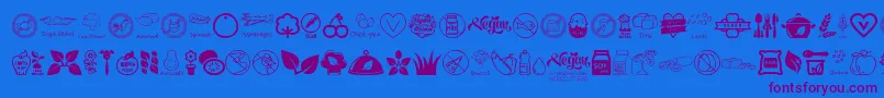 VeganIcons-Schriftart – Violette Schriften auf blauem Hintergrund