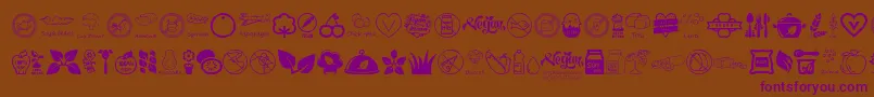 VeganIcons-Schriftart – Violette Schriften auf braunem Hintergrund