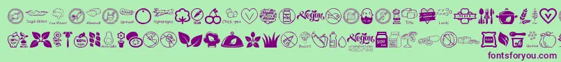 VeganIcons-fontti – violetit fontit vihreällä taustalla