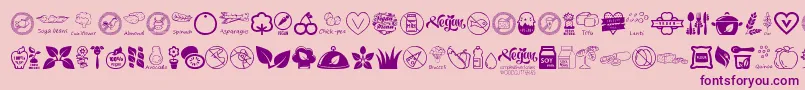 VeganIcons-Schriftart – Violette Schriften auf rosa Hintergrund