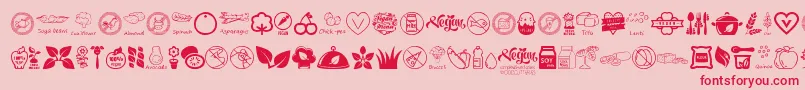 VeganIcons Font – Red Fonts on Pink Background