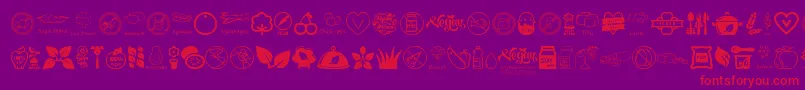 VeganIcons Font – Red Fonts on Purple Background