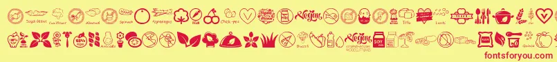 VeganIcons Font – Red Fonts on Yellow Background