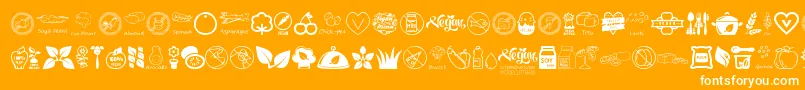 Шрифт VeganIcons – белые шрифты на оранжевом фоне