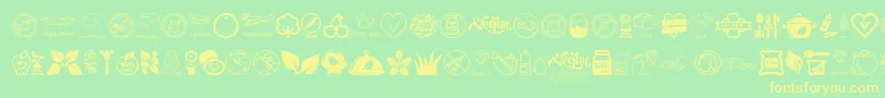 VeganIcons-Schriftart – Gelbe Schriften auf grünem Hintergrund