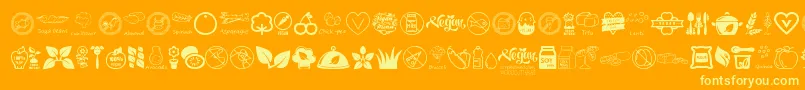 フォントVeganIcons – オレンジの背景に黄色の文字