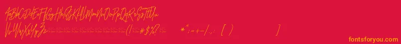 フォントOtella – 赤い背景にオレンジの文字