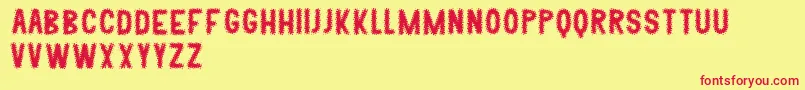 Klonp-Schriftart – Rote Schriften auf gelbem Hintergrund