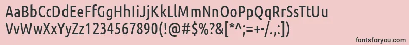 Fonte UbuntuCondensed – fontes pretas em um fundo rosa