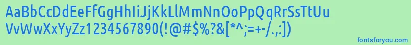 Fonte UbuntuCondensed – fontes azuis em um fundo verde