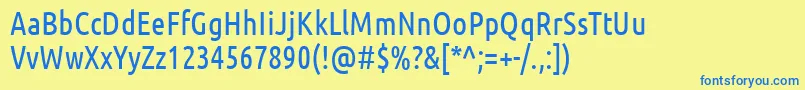 Police UbuntuCondensed – polices bleues sur fond jaune