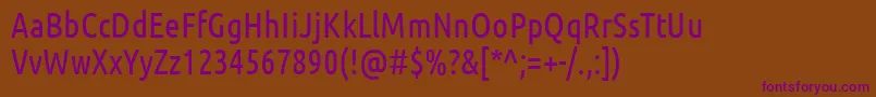 Fonte UbuntuCondensed – fontes roxas em um fundo marrom