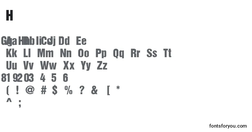 A fonte HelveticainseratRomanSemibold – alfabeto, números, caracteres especiais