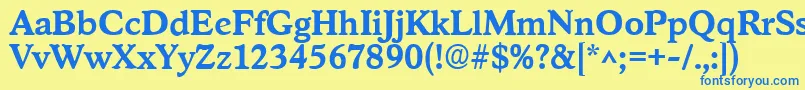 Шрифт StratfordBold – синие шрифты на жёлтом фоне