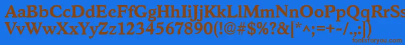 フォントStratfordBold – 茶色の文字が青い背景にあります。