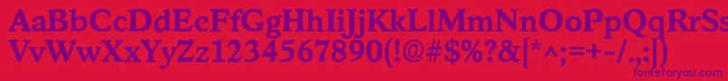 フォントStratfordBold – 赤い背景に紫のフォント