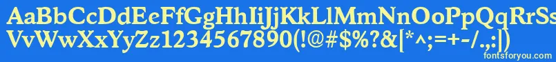 フォントStratfordBold – 黄色の文字、青い背景