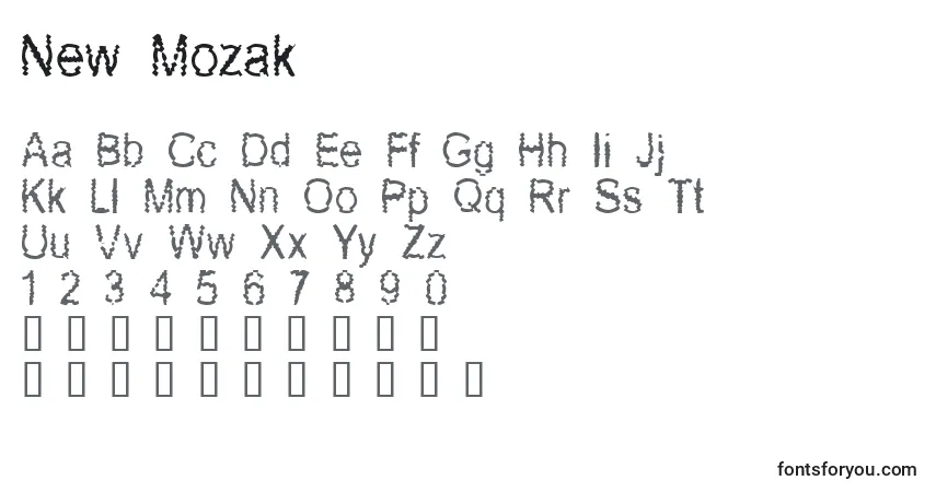 A fonte New Mozak – alfabeto, números, caracteres especiais