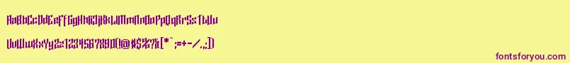 Fonte Cupra – fontes roxas em um fundo amarelo