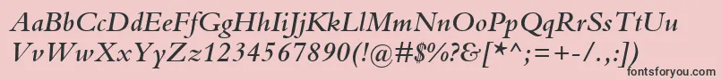 BemboMtSemiboldItalic Font – Black Fonts on Pink Background